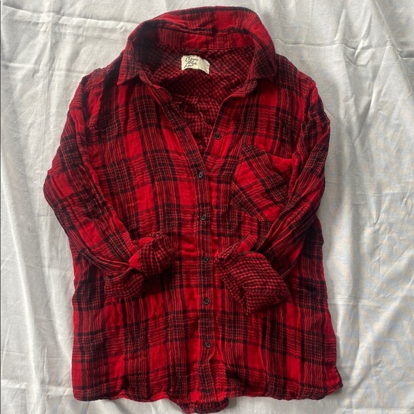 Cosmic Blue Love Plaid Red Shirt 100% Cotton - Picture 1 of 5